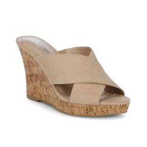 New Charles by Charles David Nude Latrice Microsuede Wedge Sandal